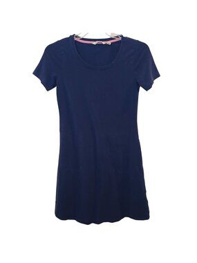 Isaac Mizrahi Live Navy Short-Sleeve Dress XXS Cotton Blend Pockets Casual #I-4